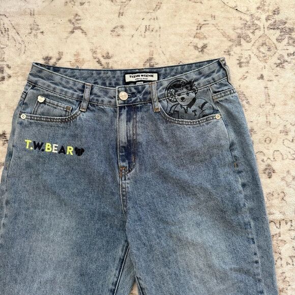 Teenie Weenie embroidered light wash mid rise jeans - Picture 1 of 7